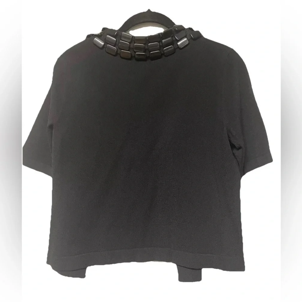 NWOT Anne Klein Short Sleeved Sweater Jacket Cardigan Black Size PS designer - Picture 4 of 9